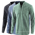 New Solid Color Retro Lace-up Collar Loose Casual Shirt